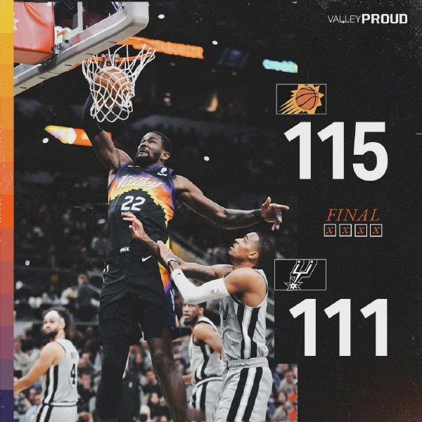 太阳115-111力克马刺 艾顿21+14 布克23分 <a href=/mingxing/basketball/zibo/124.html target=_blank class=infotextkey>穆雷</a>18+10+11