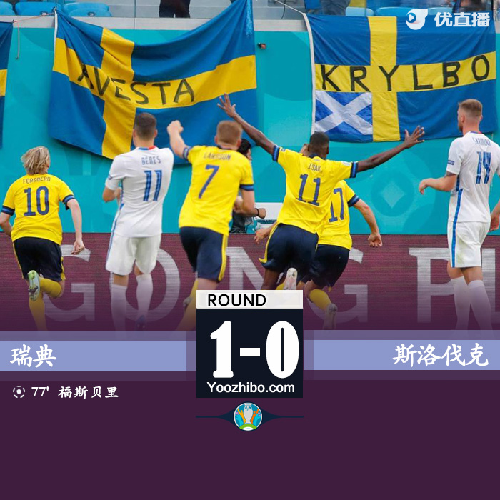 瑞典1-0斯洛伐克 奎森造点福斯贝里点射制胜