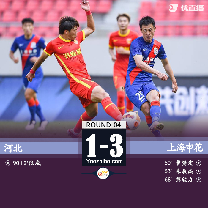 上海申花3-1河北 刘若钒造点曹赟定头球建功